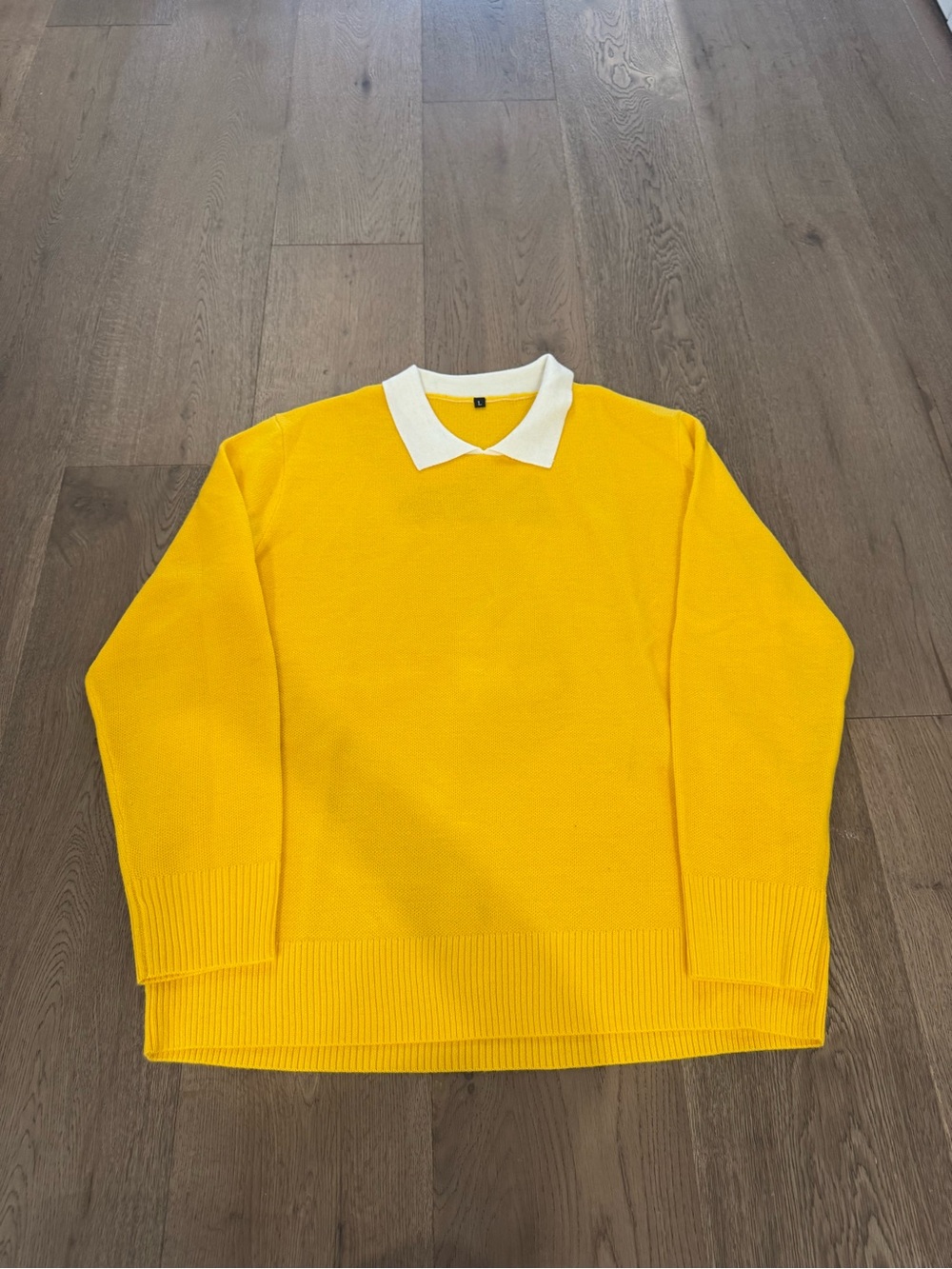Arthur Inspired Men's Yellow Knit Polo Collar Sweater
